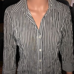 Apt 9 black & white striped button-down blouse.